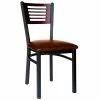 BFM Seating Espy Sand Black Metal Side Chair With Mahogany Wooden Back And 2" Light Brown Vinyl Seat