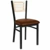 BFM Seating Espy Sand Black Metal Side Chair With Natural Wooden Back And 2" Light Brown Vinyl Seat