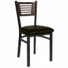 BFM Seating Espy Sand Black Metal Side Chair With Walnut Wooden Back And 2" Dark Brown Vinyl Seat