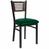 BFM Seating Espy Sand Black Metal Side Chair With Walnut Wooden Back And 2" Green Vinyl Seat