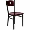 BFM Seating Darby Sand Black Metal Side Chair With Mahogany Wooden Back And Seat