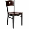 BFM Seating Darby Sand Black Metal Side Chair With Walnut Wooden Back And Seat