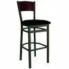 BFM Seating Dale Sand Black Metal Bar Height Chair With Mahogany Finish Wooden Back And 2" Black Vinyl Seat