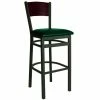 BFM Seating Dale Sand Black Metal Bar Height Chair With Mahogany Finish Wooden Back And 2" Green Vinyl Seat