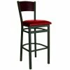 BFM Seating Dale Sand Black Metal Bar Height Chair With Mahogany Finish Wooden Back And 2" Red Vinyl Seat