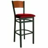 BFM Seating Dale Sand Black Metal Bar Height Chair With Cherry Finish Wooden Back And 2" Red Vinyl Seat