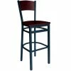 BFM Seating Dale Sand Black Metal Bar Height Chair With Mahogany Finish Wooden Back And Seat