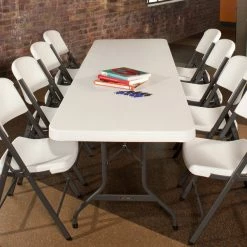 Lifetime Folding Table, 30" X 96" Plastic, White Granite - 4/Pack -Lancaster Table & Seating Shop 799999