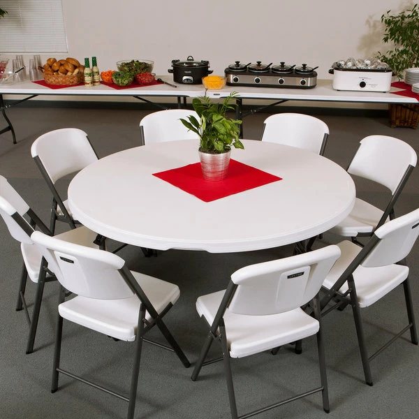 Lifetime Round Folding Table, 60" Plastic, White Granite - 4/Pack 1 Lifetime Round Folding Table, 60" Plastic, White Granite - 4/Pack