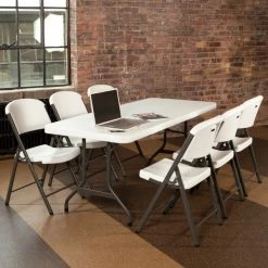 Lifetime Folding Table, 30" X 72" Plastic, White Granite - 4/Pack 8 Lifetime Folding Table, 30" X 72" Plastic, White Granite - 4/Pack -Lancaster Table & Seating Shop 800155