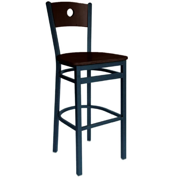 BFM Seating Darby Sand Black Metal Bar Height Chair With Walnut Wooden Back And Seat 1 BFM Seating Darby Sand Black Metal Bar Height Chair With Walnut Wooden Back And Seat
