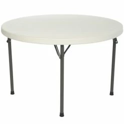 Lifetime Round Folding Table, 46" Plastic, Almond - 2968