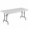 Correll Folding Table, 30" X 72" Tamper-Resistant Plastic, Gray