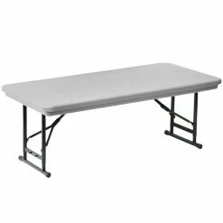 Correll Adjustable Height Folding Table, 30" X 60" Plastic, Gray - Short Legs - R-Series