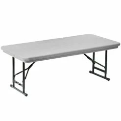 Correll Adjustable Height Folding Table, 24" X 48" Plastic, Gray - Short Legs - R-Series