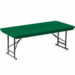 Correll Adjustable Height Folding Table, 30" X 72" Plastic, Green - Short Legs - R-Series
