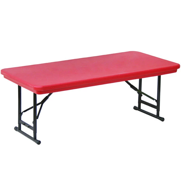 Correll Adjustable Height Folding Table, 30" X 72" Plastic, Red - Short Legs - R-Series 1 Correll Adjustable Height Folding Table, 30" X 72" Plastic, Red - Short Legs - R-Series