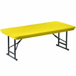 Correll Adjustable Height Folding Table, 30" X 60" Plastic, Yellow - Short Legs - R-Series