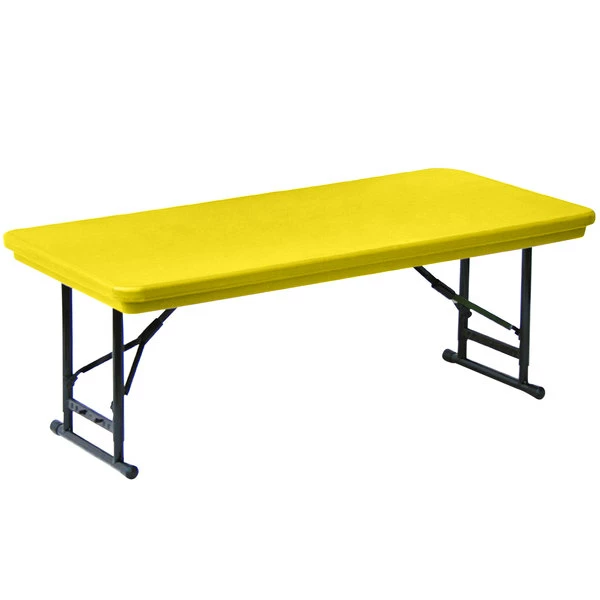 Correll Adjustable Height Folding Table, 30" X 72" Plastic, Yellow - Short Legs - R-Series 1 Correll Adjustable Height Folding Table, 30" X 72" Plastic, Yellow - Short Legs - R-Series