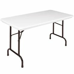 Correll Folding Table, 24" X 48" Tamper-Resistant Plastic, Gray