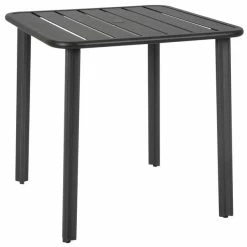 BFM Seating Vista 32" Square Black Aluminum Outdoor / Indoor Standard Height Table With Umbrella Hole