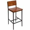 BFM Seating Memphis Sand Black Steel Bar Height Chair With Autumn Ash Wooden Back And Seat