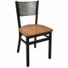 BFM Seating Polk Sand Black Steel Side Chair With Autumn Ash Wooden Seat