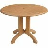 Grosfillex UT380008 Winston 42" Teak Decor Round Molded Melamine Pedestal Table With Umbrella Hole